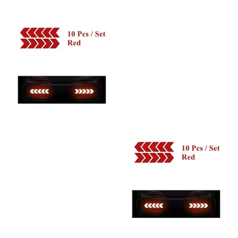 1/2/3set Car Bumper Reflective Safety Strip Stickers Car Arrow Reflective Sticker Reflective Warning Safety Tape Oasis Select Red-2set