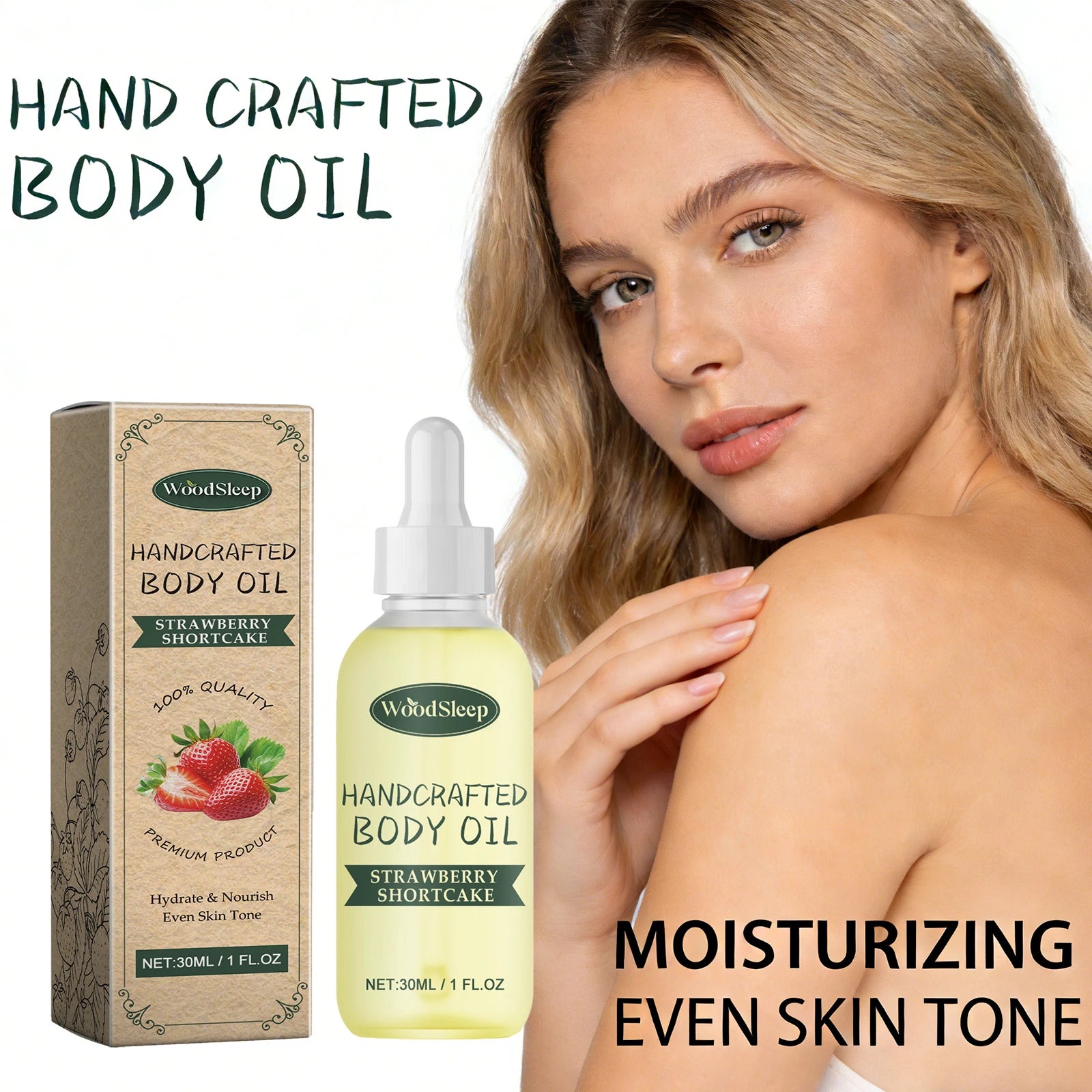 WOODSLEEP Strawberry Body Oil – Firm Skin & Even Skin Tone 30ml Body Firming Oil Oasis Select
