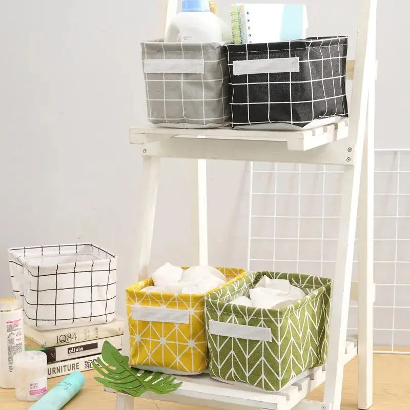 Linen Desktop Storage Basket Sundries Toy Storage Box Laundry Basket Underwear Cosmetic Organizer Office Stationery Organizer Oasis Select