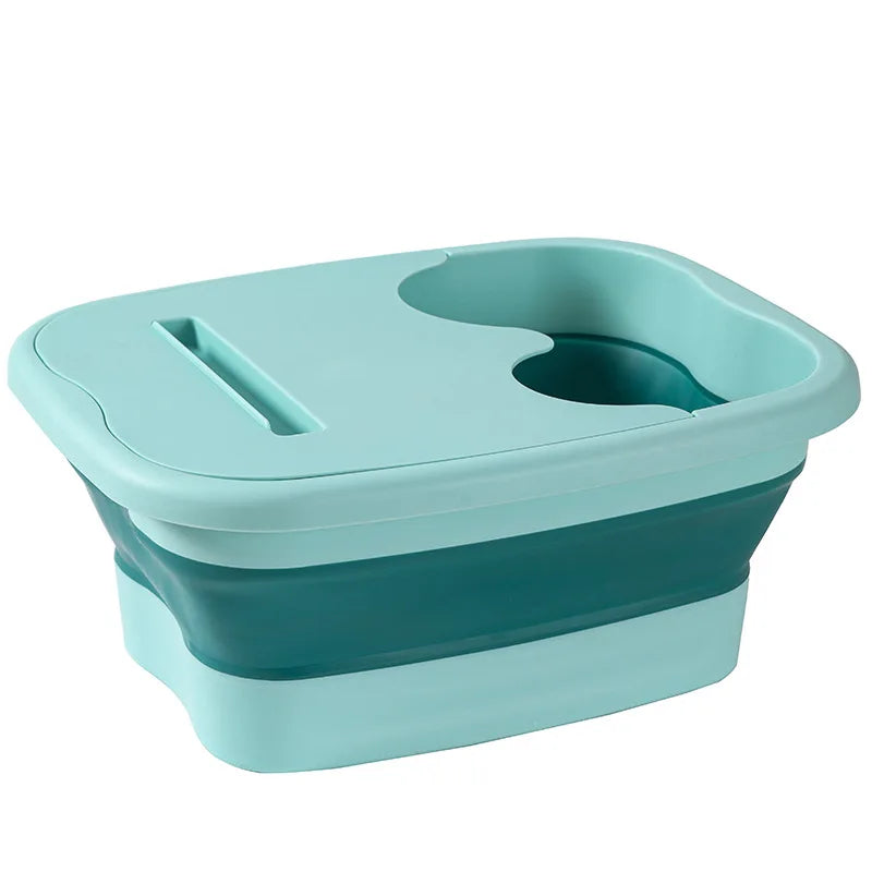 Foldable Footbath Massage Bucket Soaking Bucket Folding Basin Spa Foot Bath Bucket Household Sauna Bathtub Pedicure Bath Bathtub Oasis Select green-lid