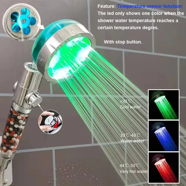 LED Anion Shower Head Rainfall SPA Temperature Control Shower Head Pressurized Water Saving 3/7 Colors Handheld Bathroom Shower Oasis Select 3 - Colorful G