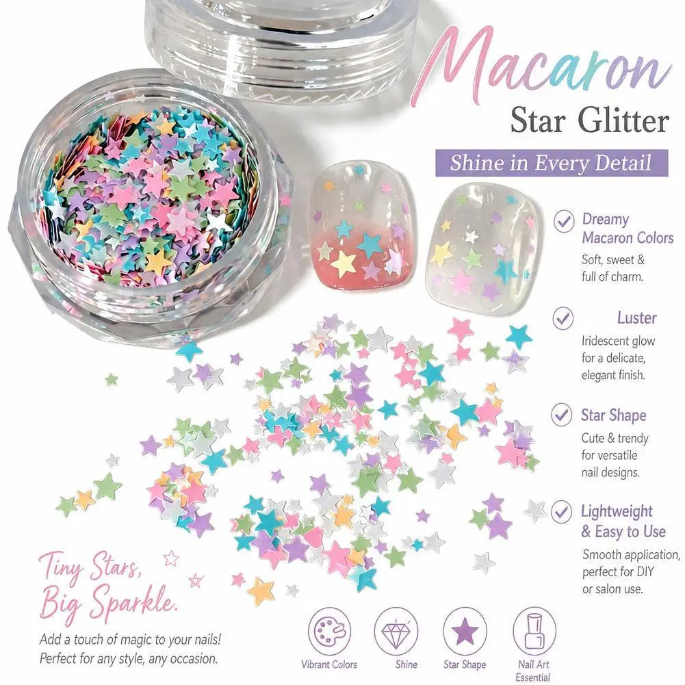 Heart & Star Nail Glitter Sequins – Colorful Manicure Decor Nail Art Sequins Oasis Select