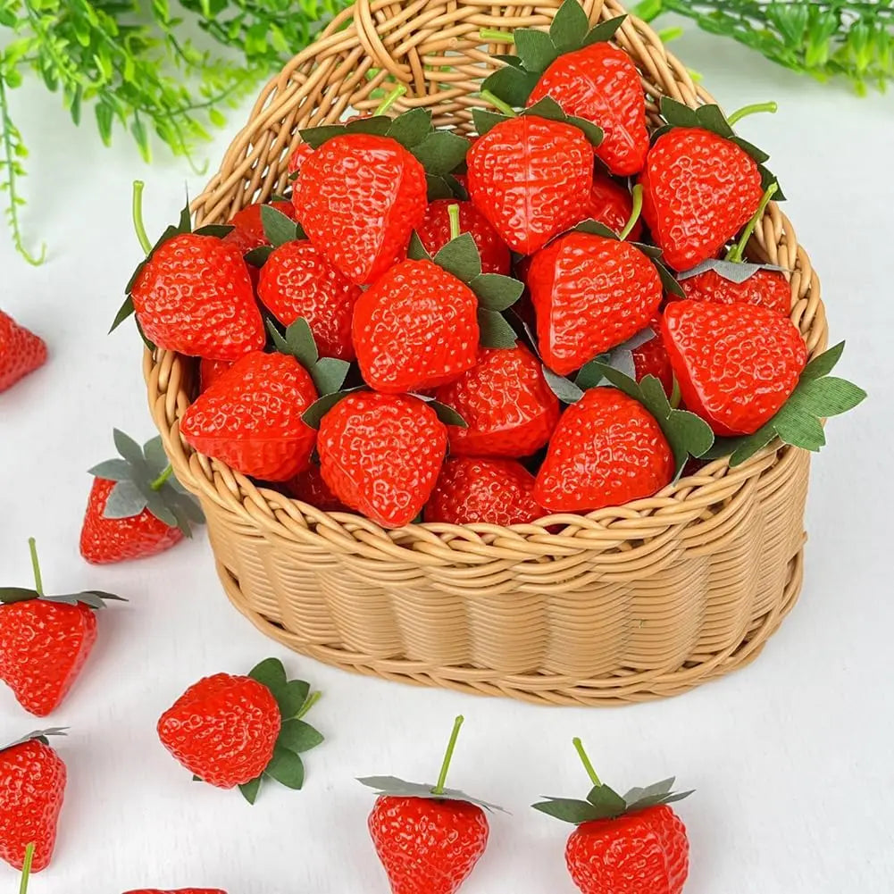 6/12/18PCS Realistic Artificial Strawberries Matte Fake Fruit Kitchen Decor Photography Props Table Centerpiece DIY Craft Oasis Select