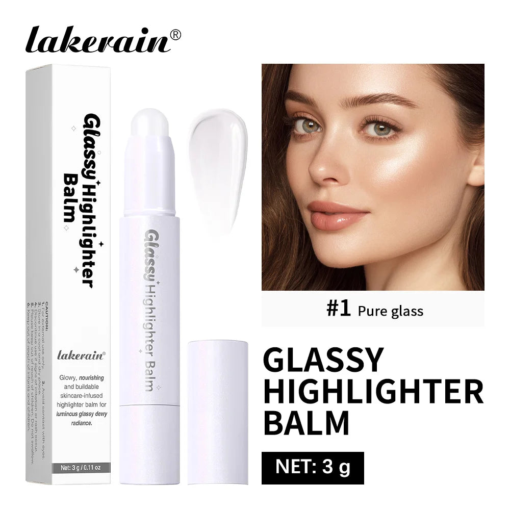 Glassy Highlighter Balm Brighten Complexion Deep Hydration Long Lasting Wear Highlighting Cream Eye Cheek Lip Body Glossy Pen Oasis Select Pure Glass
