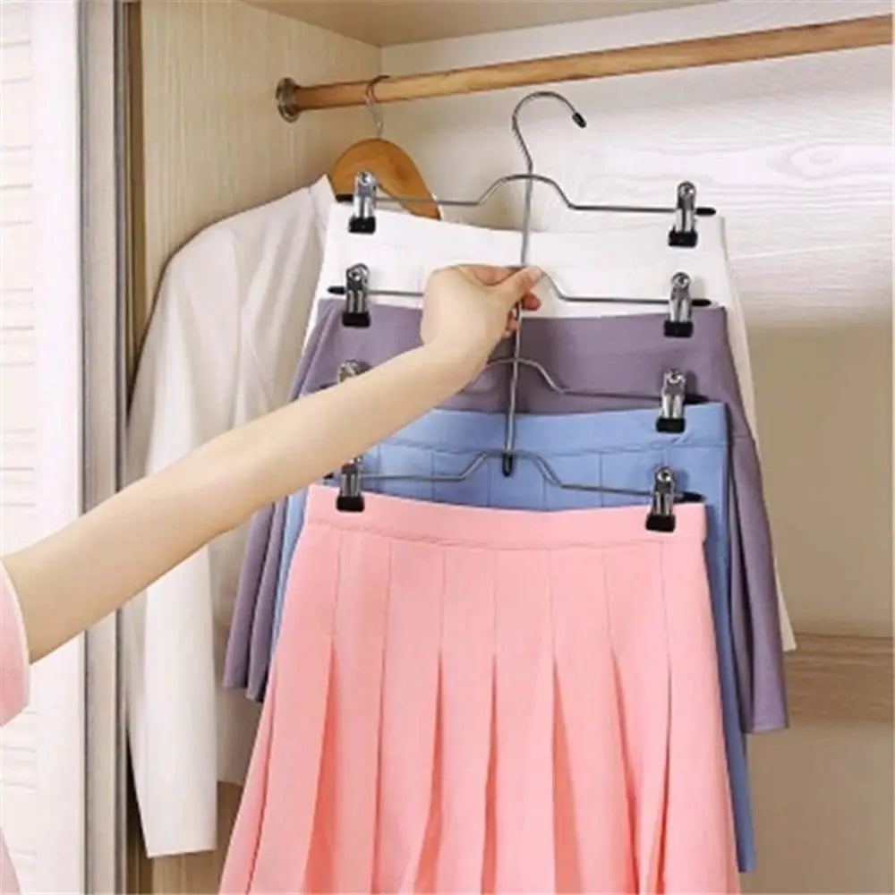 4-Layer Stainless Steel Pants & Skirt Hanger with Sliding Clips