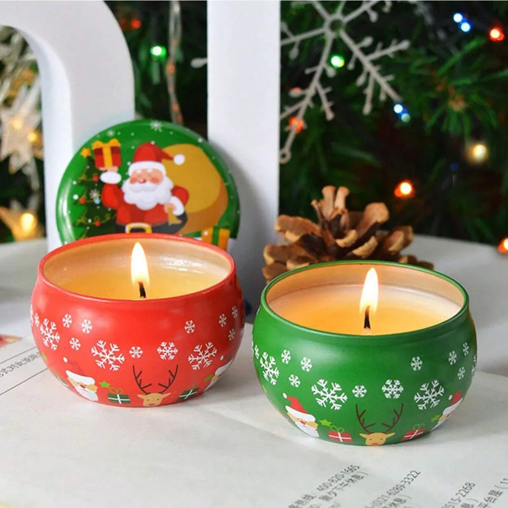 Christmas Atmosphere Aroma Candles Santa Claus Tin Box Plant Formula Aroma Candles Suitable for Bedroom and Living Room Oasis Select