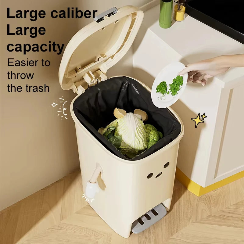 Uforu Large-Capacity Bin, Pedal Bin, DIY Creative Bin for Kitchen, Dormitory and Bathroom, Adorable Design Oasis Select