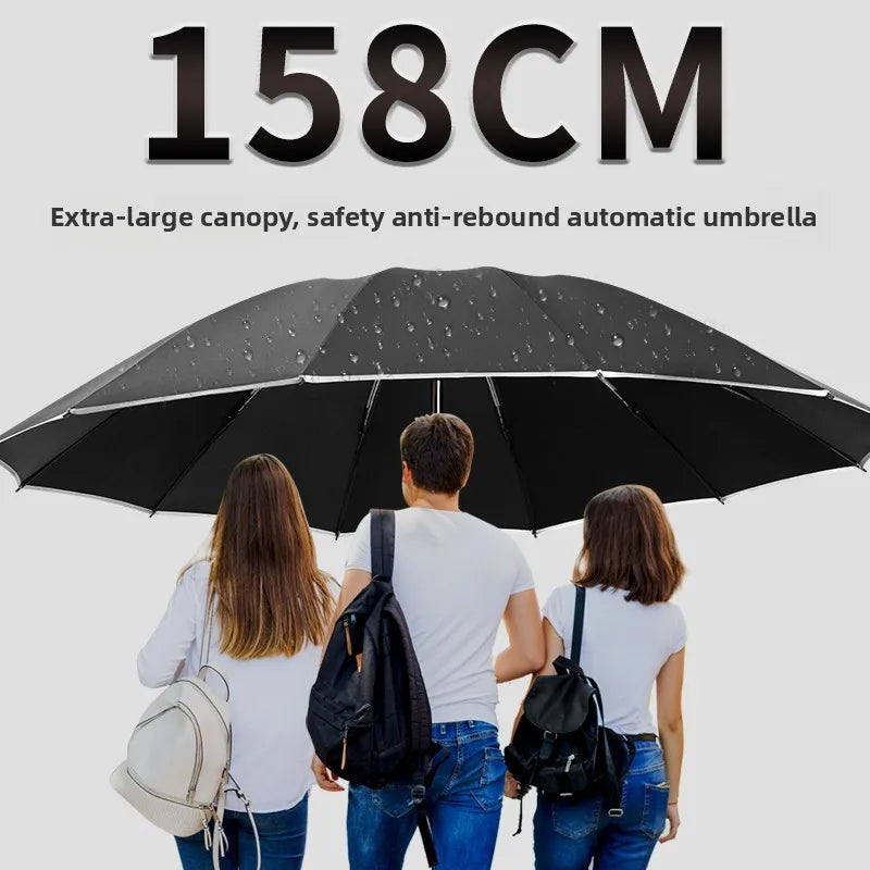 1pcs Auto Retractable Large Umbrella Heavy Rain Resistant Reverse Design Sturdy Thickened Structure for Daily Commute Oasis Select