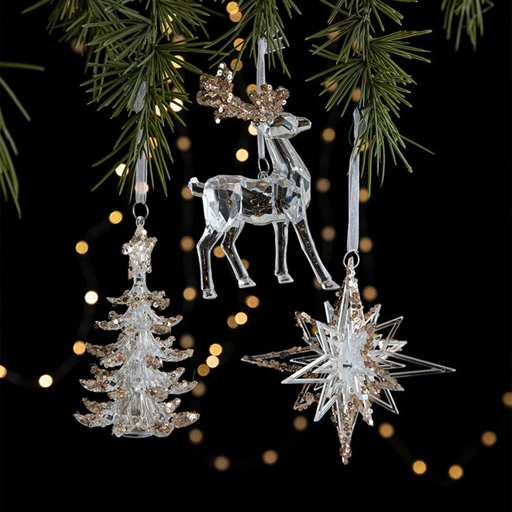 Crystal Acrylic Snowflake Christmas Ornaments – Transparent