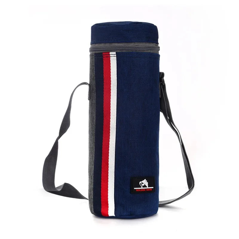 Water Bottle Tote Bag Universal Pouch Heat Preservation Insulated Cooler Bag Outdoor Traveling Camping Hiking Water Bottle Cover Oasis Select B-Navyblue