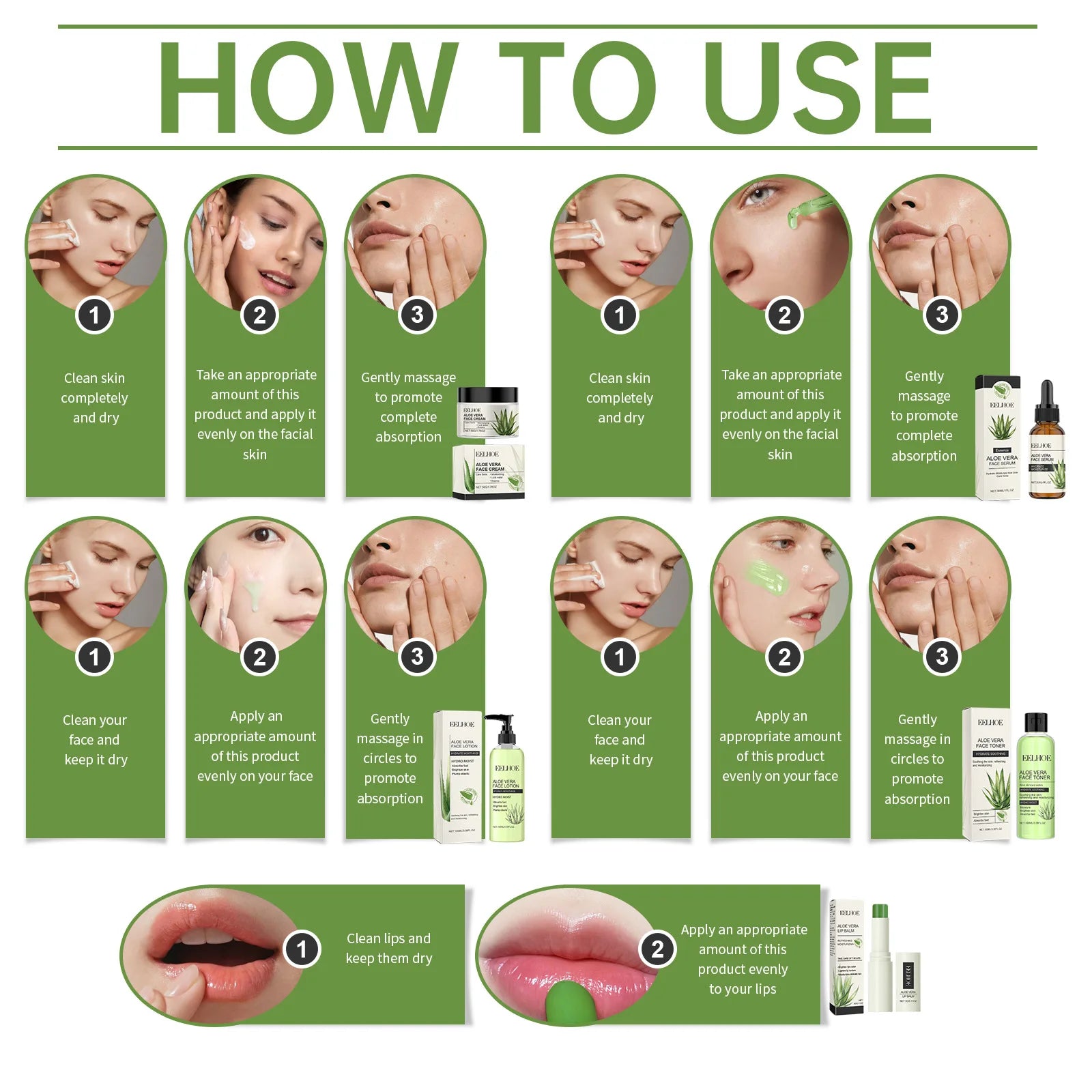 EELHOE Aloe Skin Care Kit – Hyaluronic Acid Face Moisturizer Skin Care Kit Oasis Select