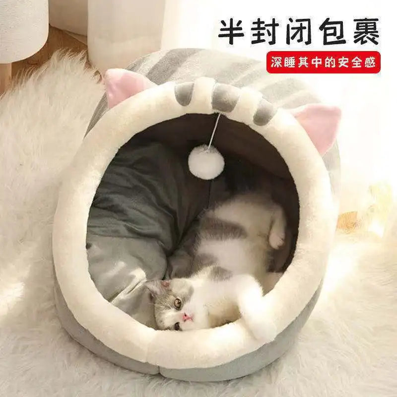 Pet Mat Removable and Washable Cat Nest Dog Kennel Four Seasons Universal Rabbit Nest Warm Cat Nest Sleeping Cat House Toy Oasis Select Cute British short M 38x36x32cm