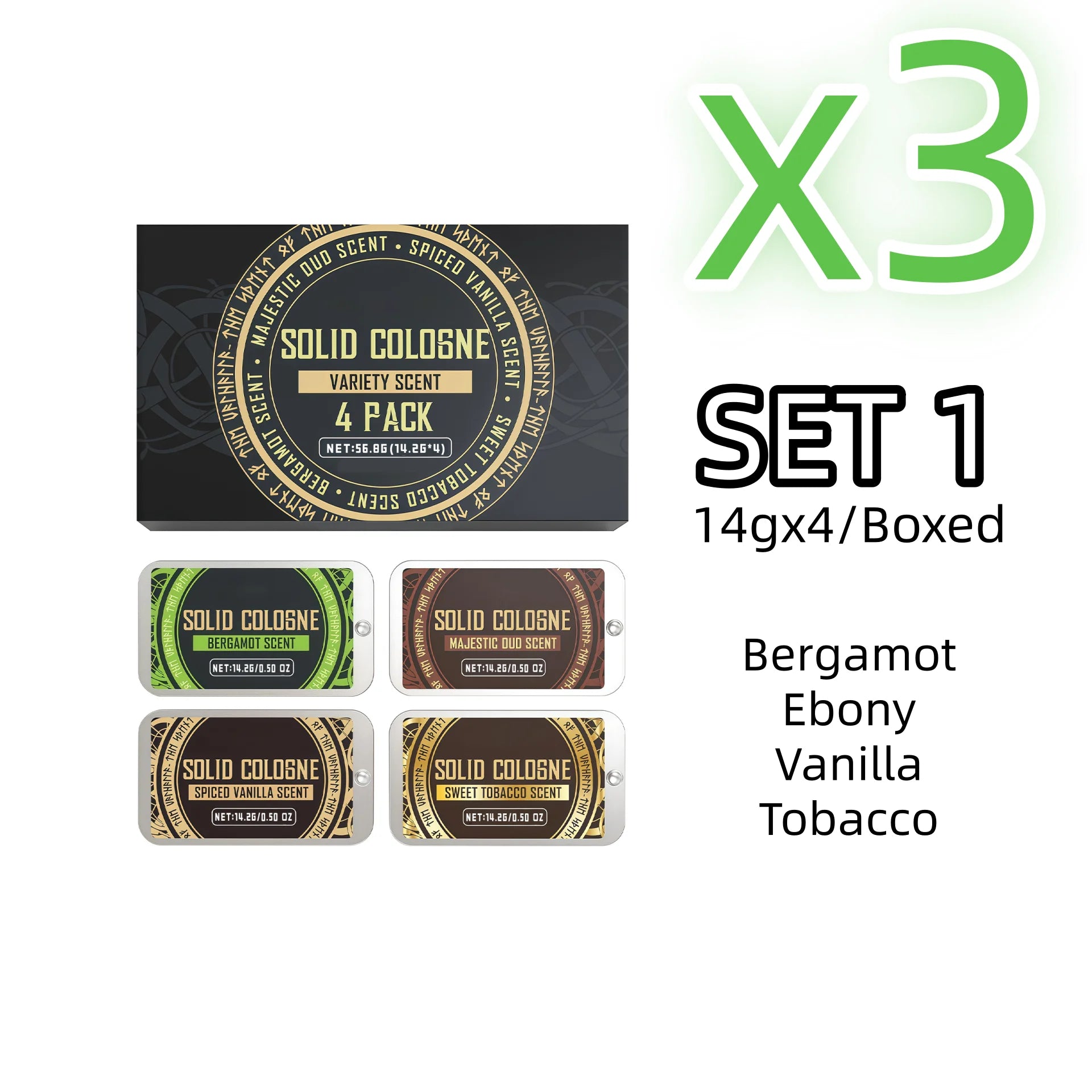Men's Solid Perfume Balm | Fruity Woody Pheromone Fragrance Solid Perfume Balm Oasis Select SET 1 X 3PCS