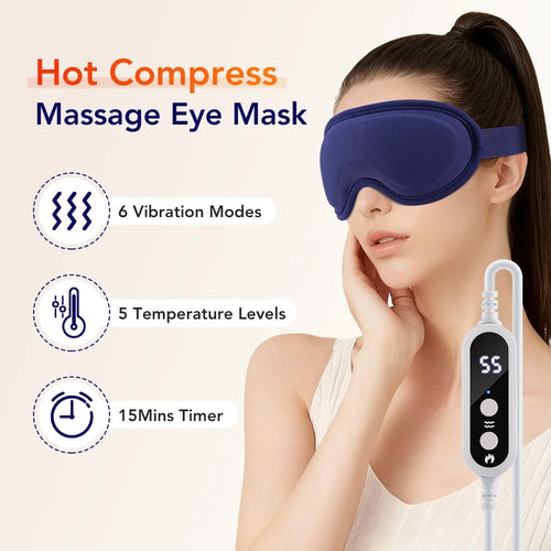 3D Heated Eye Mask – 5 Heat Levels & 6 Vibration Modes Heated Eye Mask Oasis Select