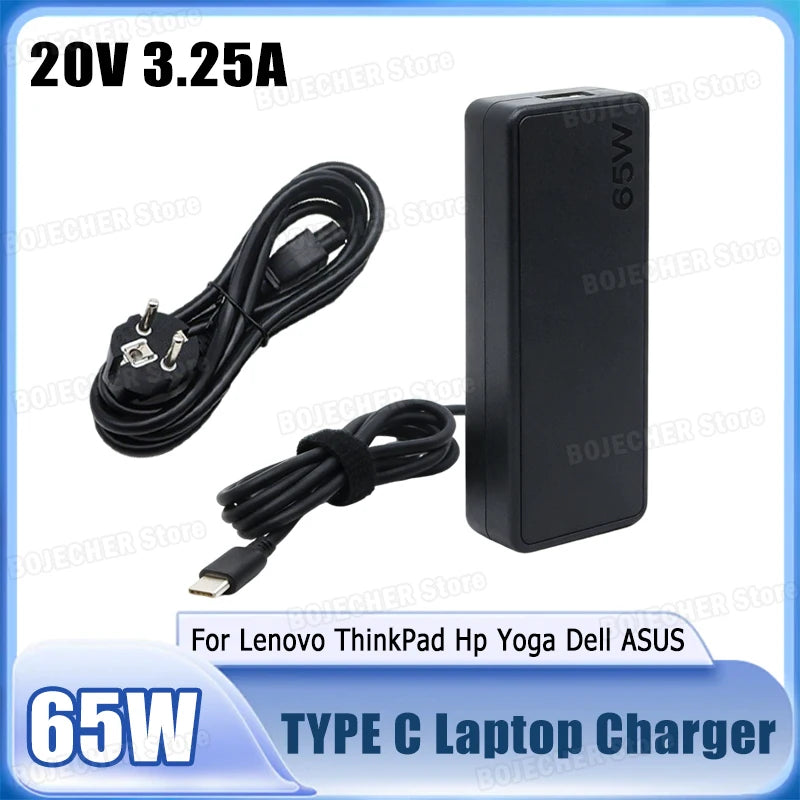 65W TYPE C Laptop Charger Fast Charging 20V 3.25A USB C Interface Power Supply Adapters For Lenovo ThinkPad Hp Yoga Dell ASUS Oasis Select