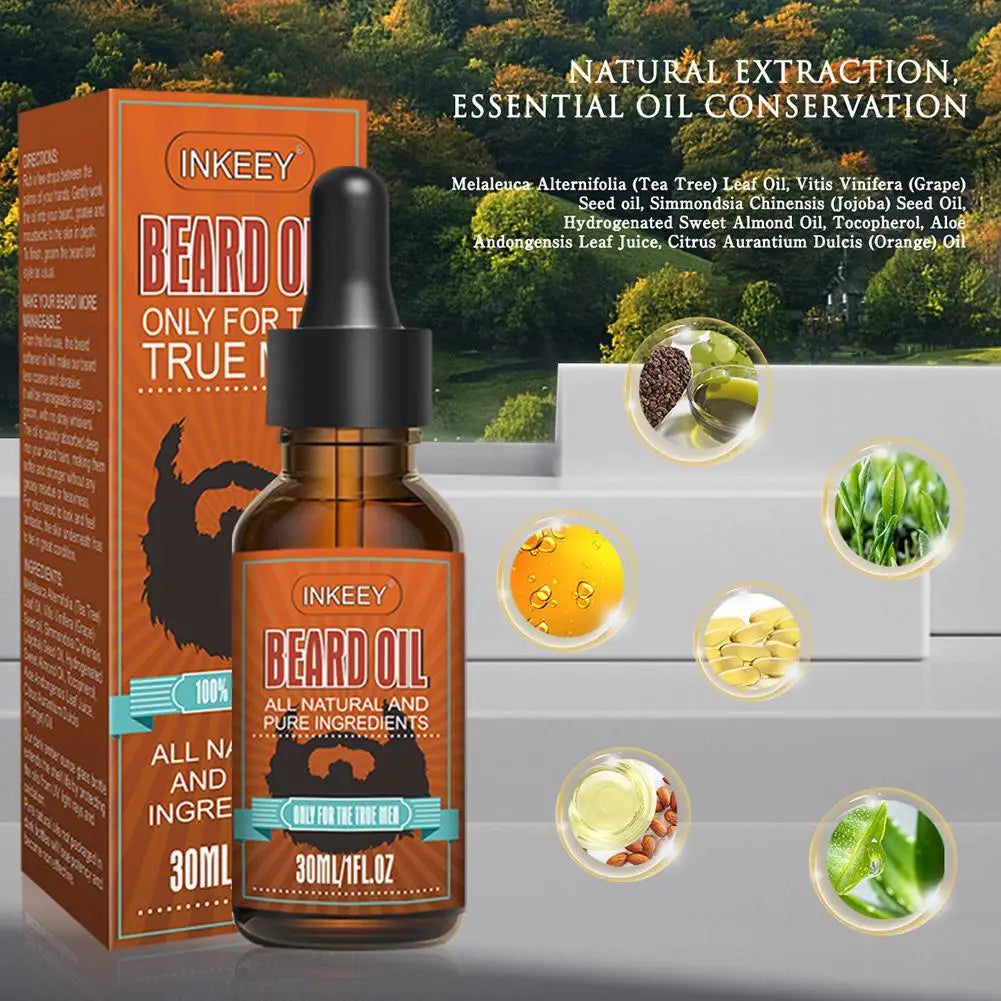 30ml Beard Growth Oil Serum For Men Beard Growth And Grooming Soften Strengthen Styling Beard Oil Beard Care Thicker Nourish Oasis Select