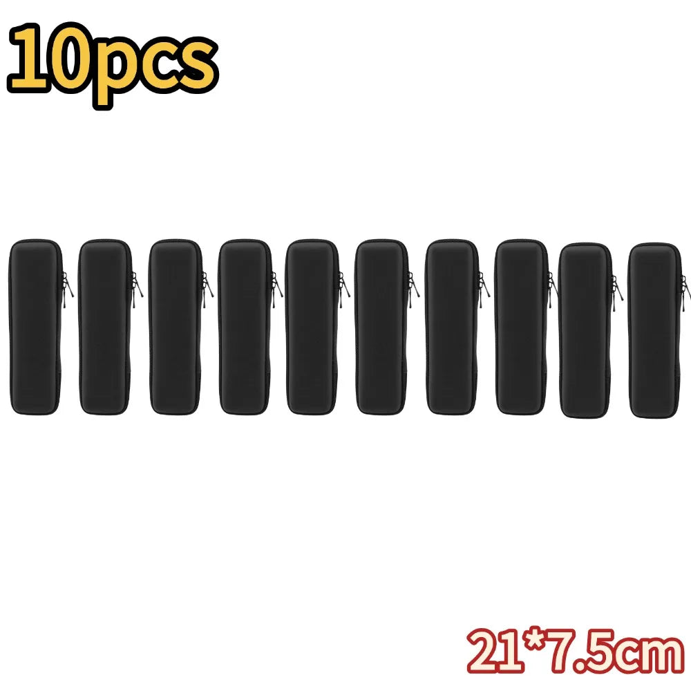 Black EVA Hard Shell Stylus Pen Pencil Case Holder Earphone Mesh Storage Organizer Pencil Zipper Case School Supplies Oasis Select B-10pcs