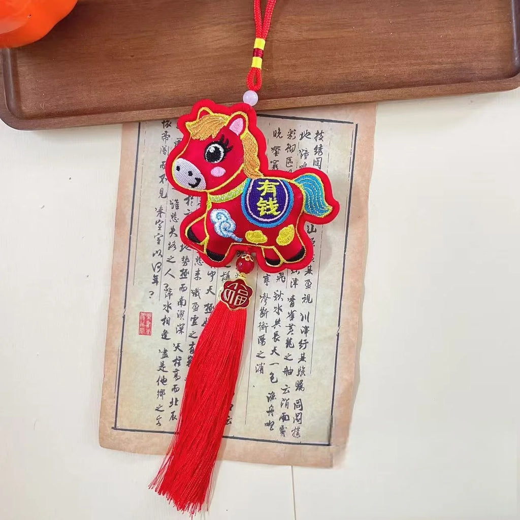 Elegant Chinese Zodiac Horse Pendant: Lucky Tassel Car Decoration, Ideal Gift and Home Ornament for Spring Festival Oasis Select A5