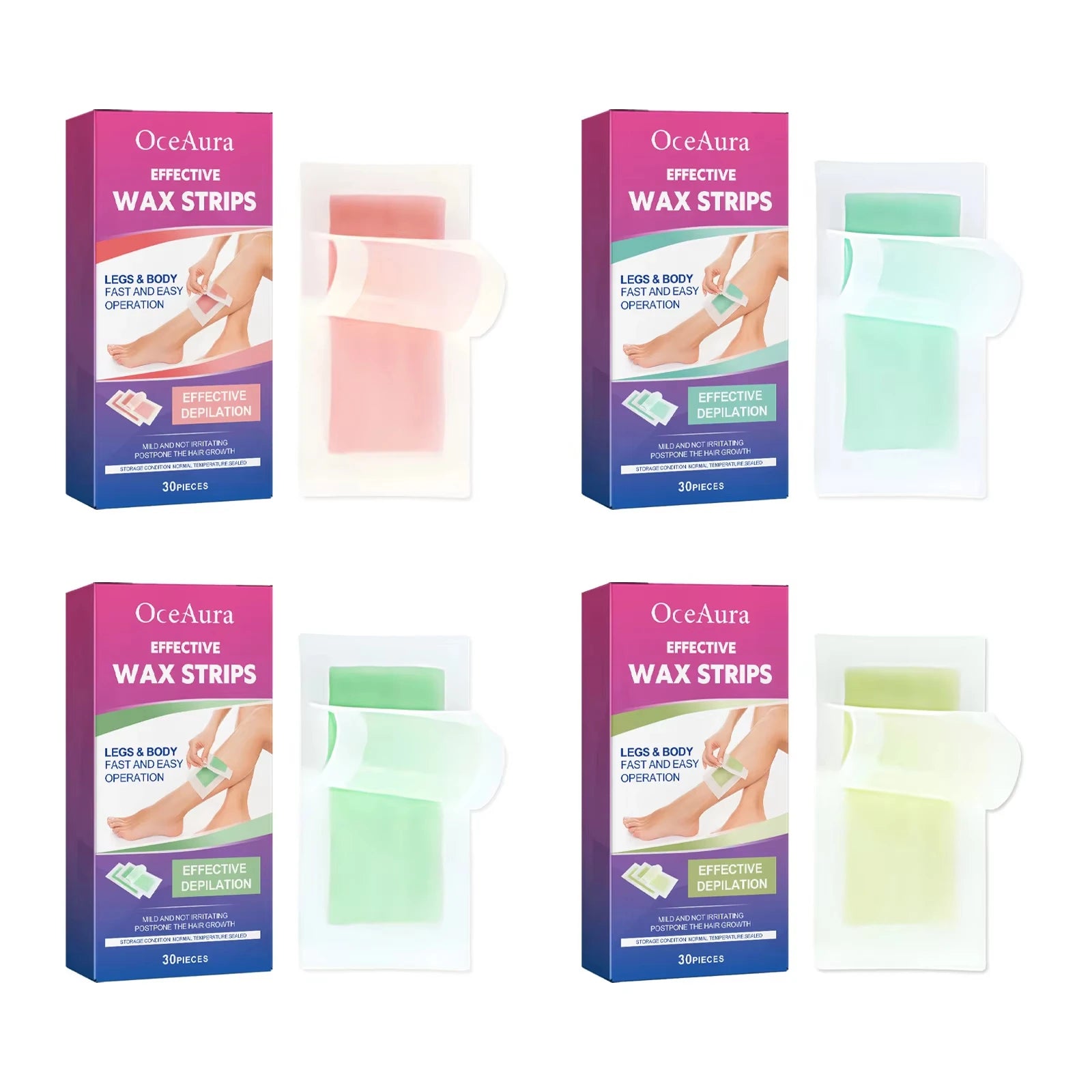 Hair Removal Wax Strip Professional Depilatory Cold Wax Strip Long Lasting Smooth Effective Gentle Body Facial Depilatory Oasis Select