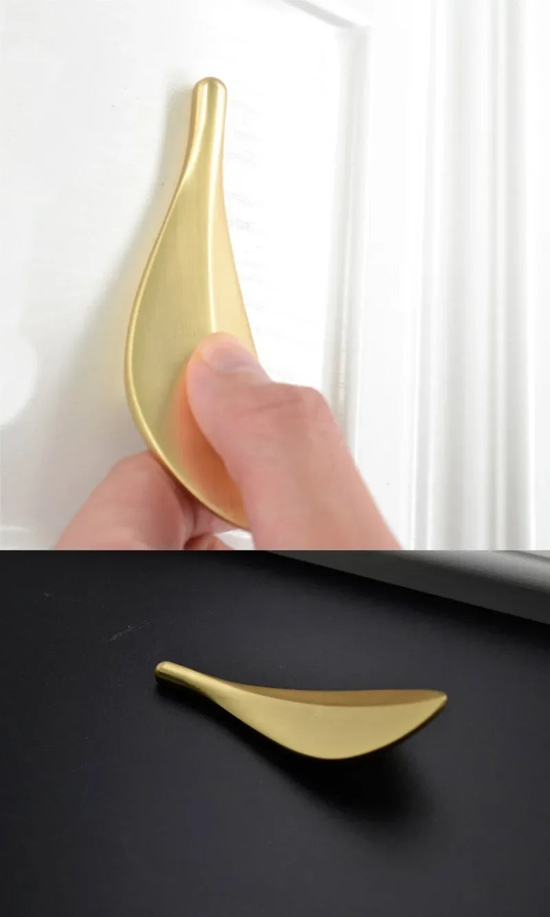 New Chinese Light Luxury Double Hole Leaf Drawer Handle Cabinet Door Handle Zinc Alloy Leaf Handle Cabinet Oasis Select