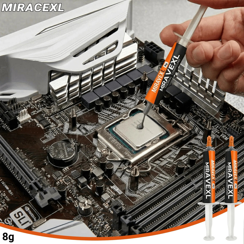 MIRAVEXL 8g Non-Conductive Thermal Paste Safe Cooling Heatsink Compound For CPU GPU PC Console Repair & Heat Dissipation + Tools Oasis Select