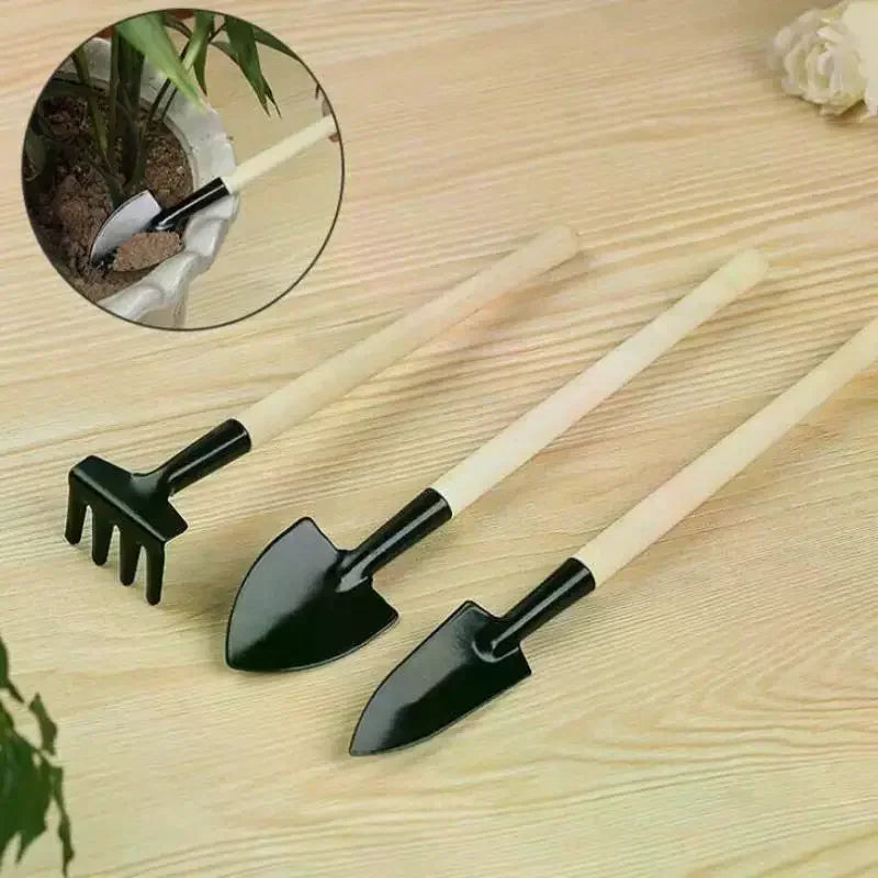 3-Piece Mini Garden Tool Set – Trowel, Shovel & Rake