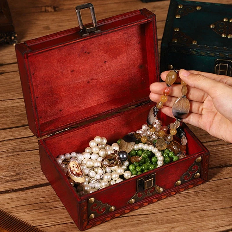 Wooden Jewelry Box Container Craft Box Organizer Holiday Treasure Props Gift Box Oasis Select