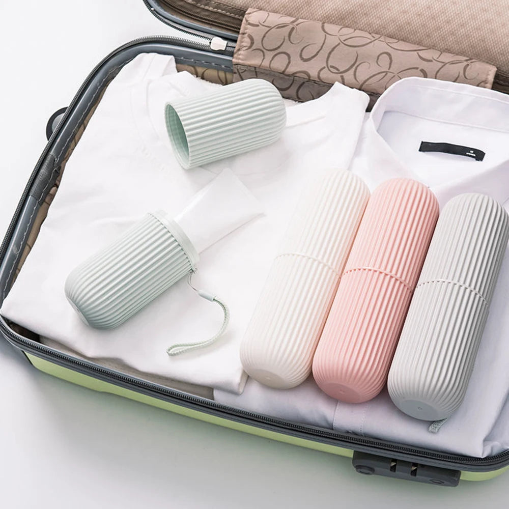 Travel Toothbrush & Toothpaste Case | Portable Striped Organizer