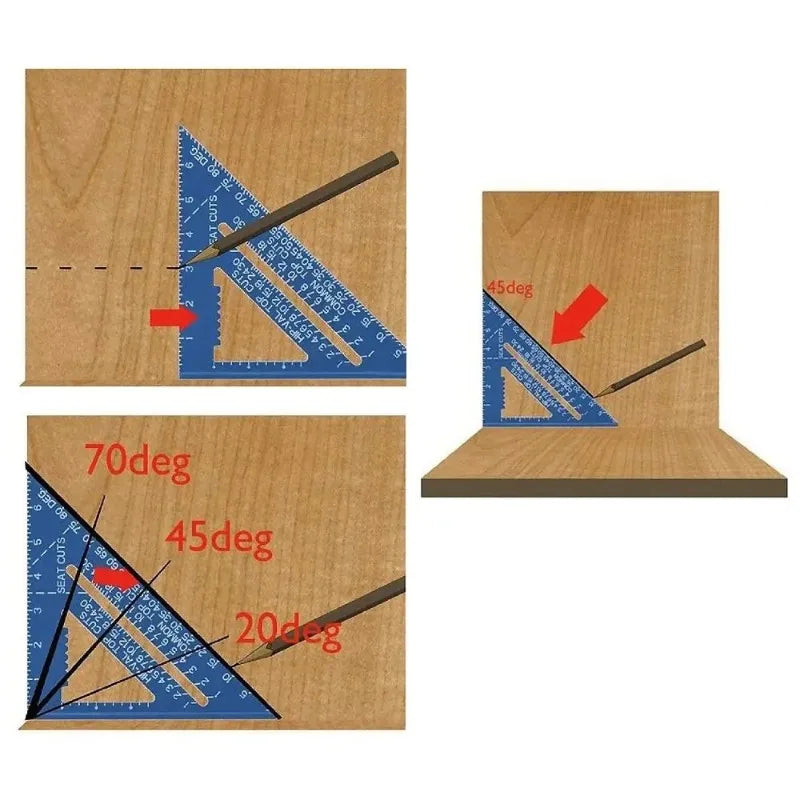 New 7Inch Triangle Ruler Measurement Tool Aluminium Alloy Carpenter Tools Inch Metric Angle Ruler Speed Square Woodworking Tools Oasis Select