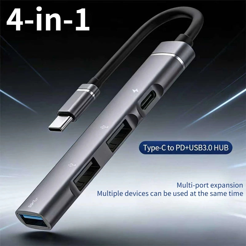 4 Ports USB 3.0 HUB TYPE-C HUB Multi USB Splitter Type-C 5Gbps High DataTransmission USB 3.0 OTG Adapter for Laptop Macbook Pro Oasis Select
