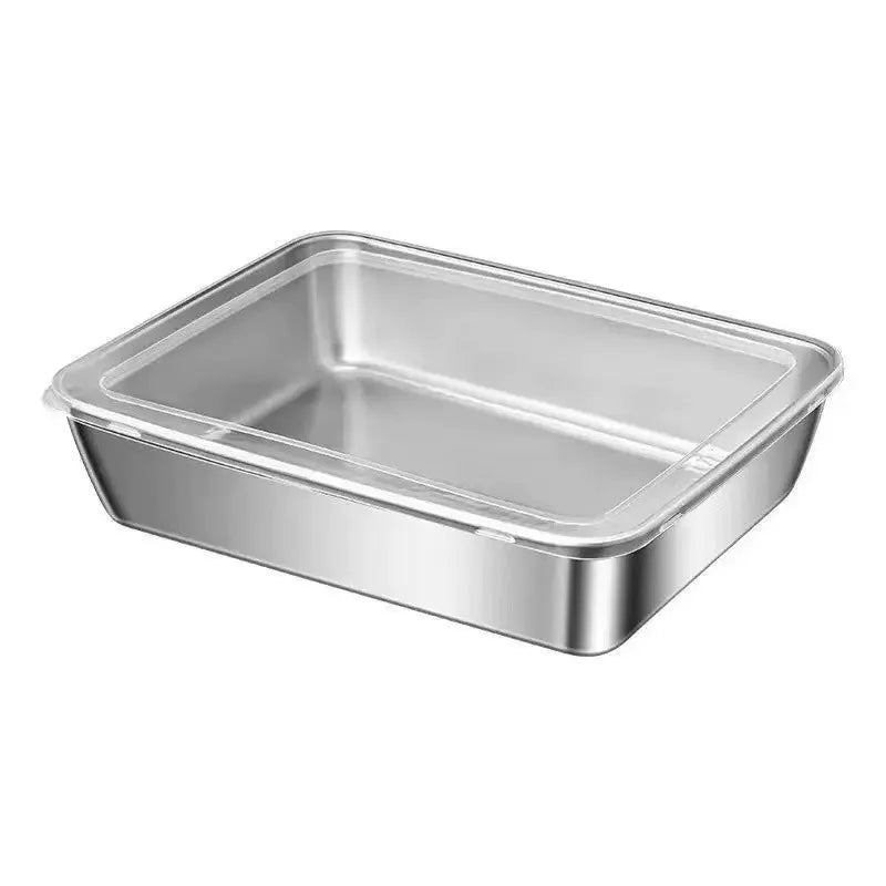 Stainless Steel Fresh-keeping Box Fruit Plate Vegetable Preparation Plate Refrigerator Storage Outdoor Bento Picnic with Lid Oasis Select