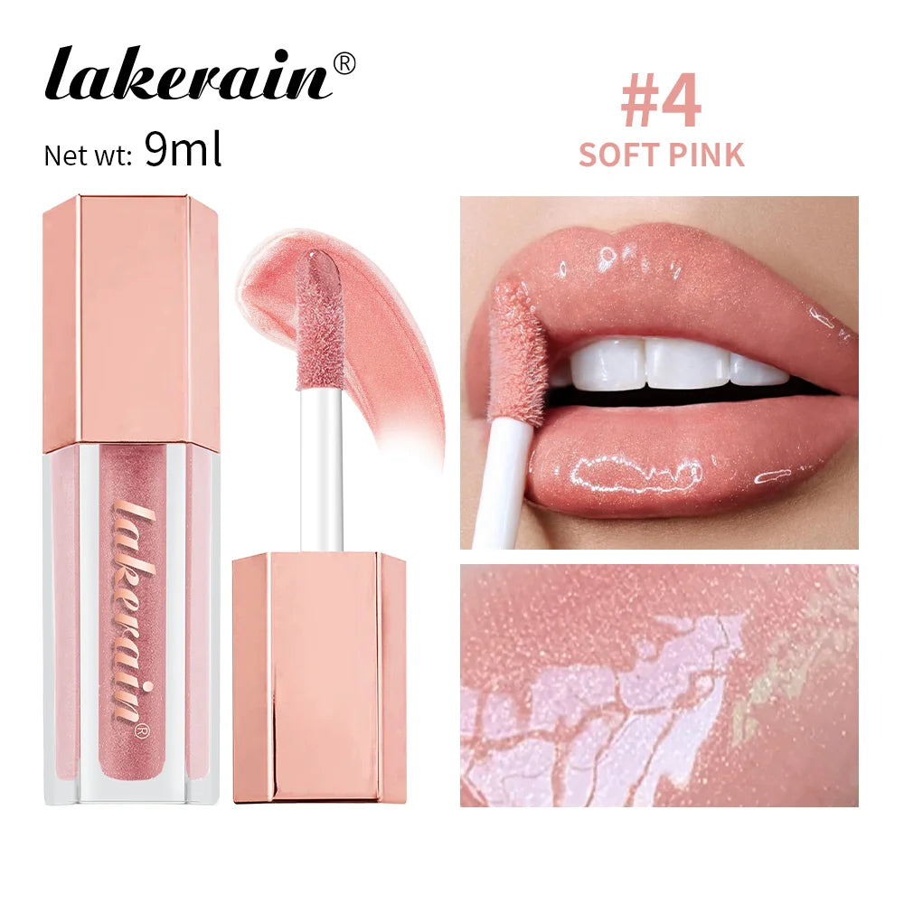 Diamonds Glitter Gloss Universal Lip Luminizer 8 Colors Lip Gloss Non-sticky Moisturizing Plumper Long Lasting Glitter Liquid Oasis Select 4 soft pink