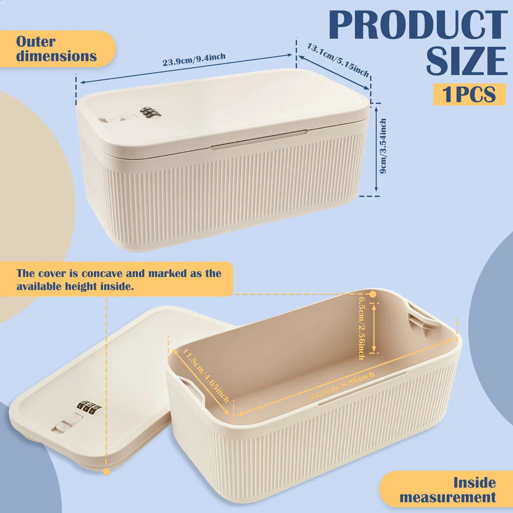 Lockable Storage Box Versatile Safe Small Storage Box Portable Food Refrigerator Container Home Personal Items Safe Lockbox Oasis Select off white