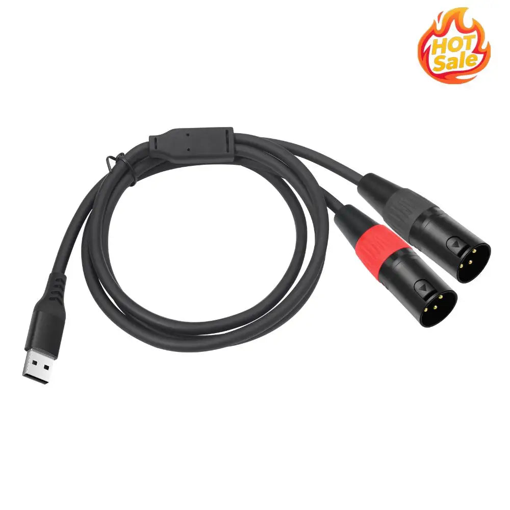 PC USB To Stereo Audio Cable Converter USB A To 2 XLR Male Stereo Audio Cable for Speaker Power Amplifier Oasis Select