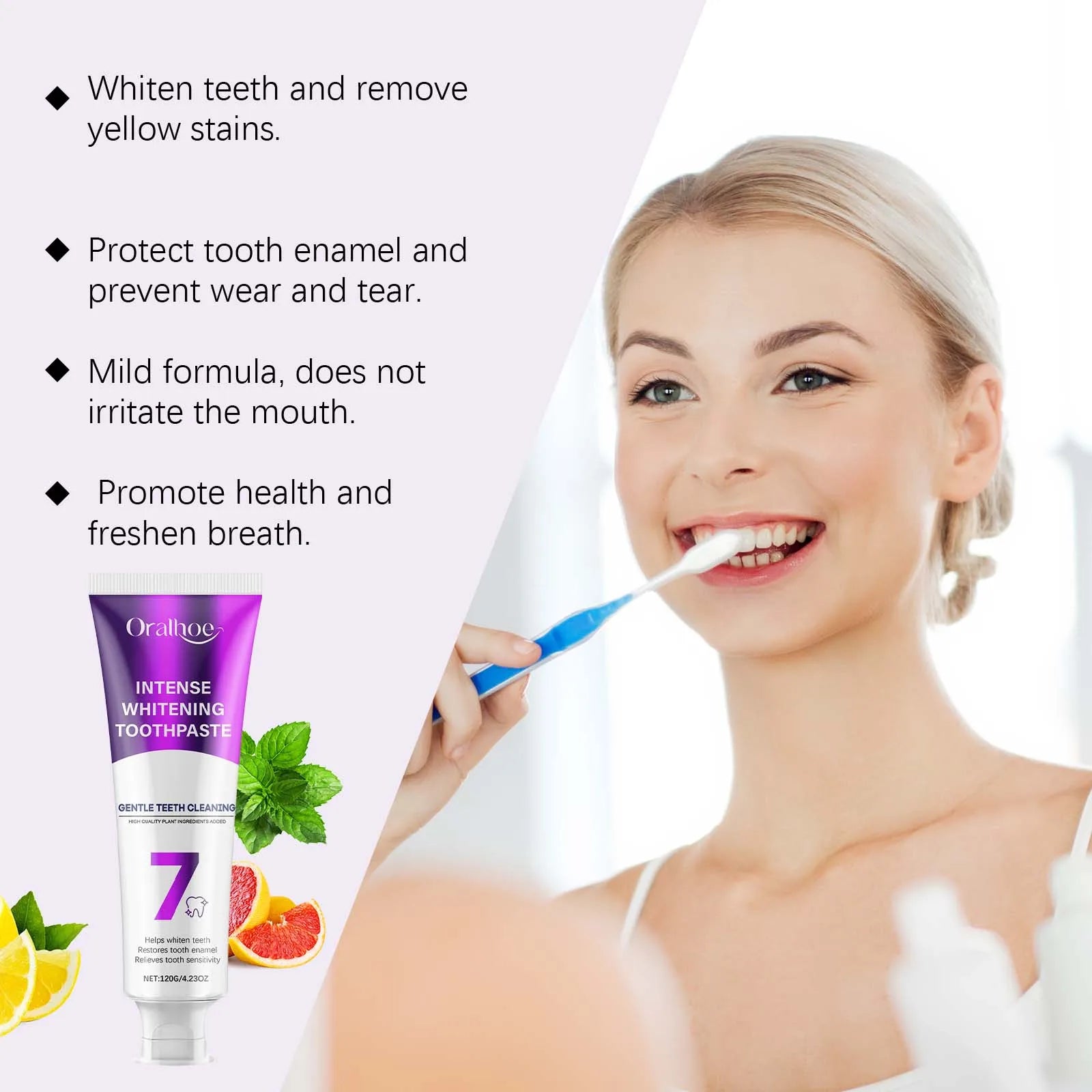 Tooth Stain Cleaning Toothpaste - 120g Gentle Whitening Formula For Yellow Stains - Polish Teeth, Promote Oral Health Oasis Select