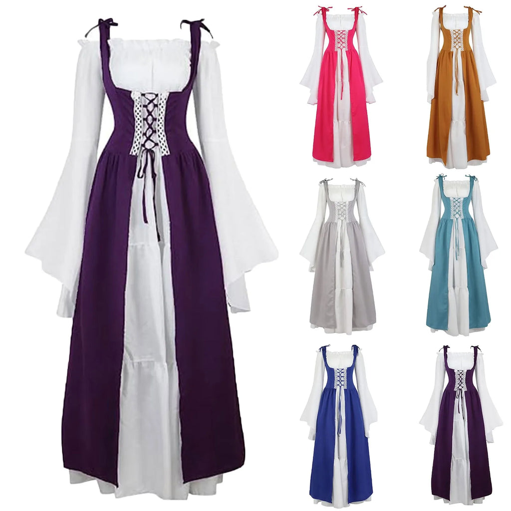 Women's Medieval Corset Lace-Up Dress | Halloween Cosplay Costume Dress Oasis Select