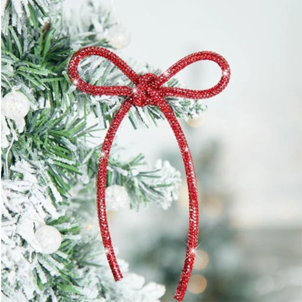 Glitter Rhinestone Christmas Bows Set of 6 | Twist Tie