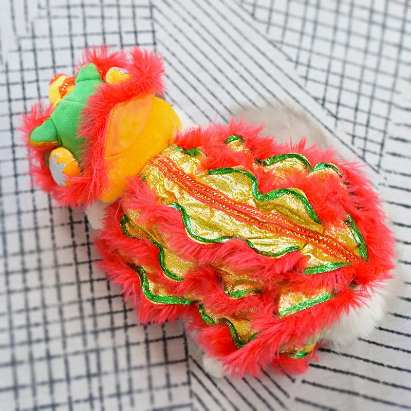 Funny and Mischievous Cat Costumes for Lion Dance Red Festive New Year Pet Clothing pet accessories Oasis Select