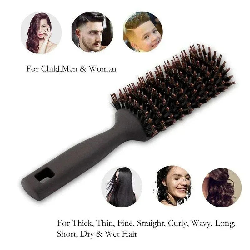 Boar Bristles Detangling Hair Brush Hollow Out Tangled Hair Comb Quick Dry Anti Static Curl Define Styling Brush Barber Tool New Oasis Select