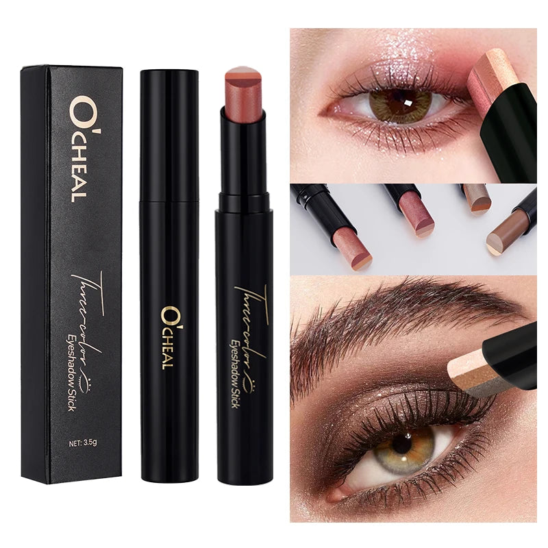 O'CHEAL 3-Color Glitter Eye Shadow Stick – Waterproof & Long-Lasting