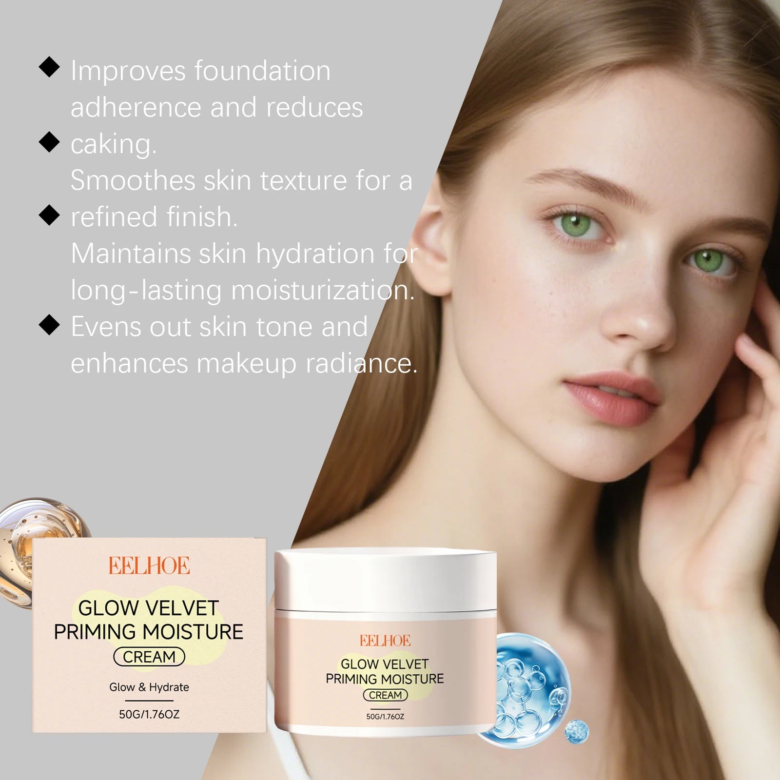 Hoygi Glow Velvet Face Primer – Pore Blurring & Hydrating Face Primer Cream Oasis Select