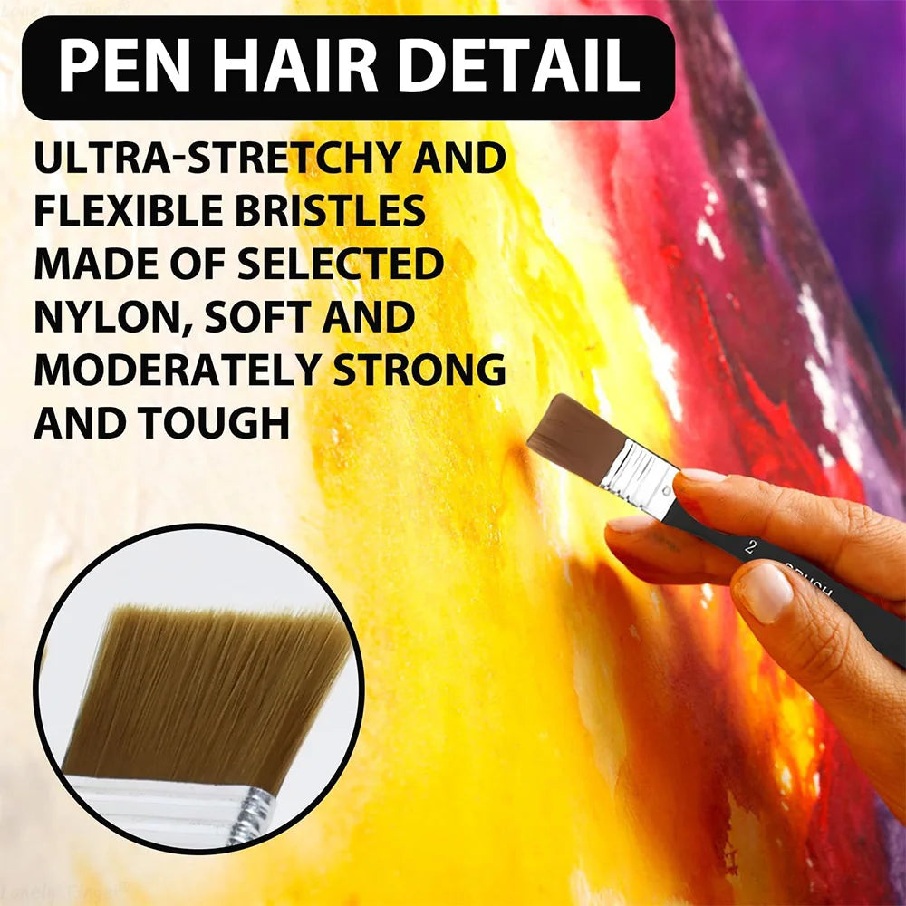 1/3/4 Pcs Paint Brush, Flat Bright Paint Brushes Craft Basecoating Paint Brushes with Wooden Handle for Acrylic, Oil, Watercolor Oasis Select