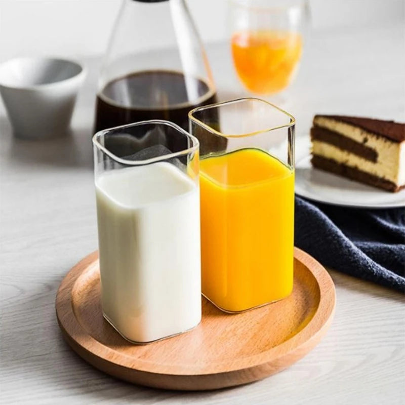 6pcs High-Temperature Resistant Transparent Square Single-Layer Glass Cup Set - Large Capacity Borosilicate Glass Party Cups Oasis Select