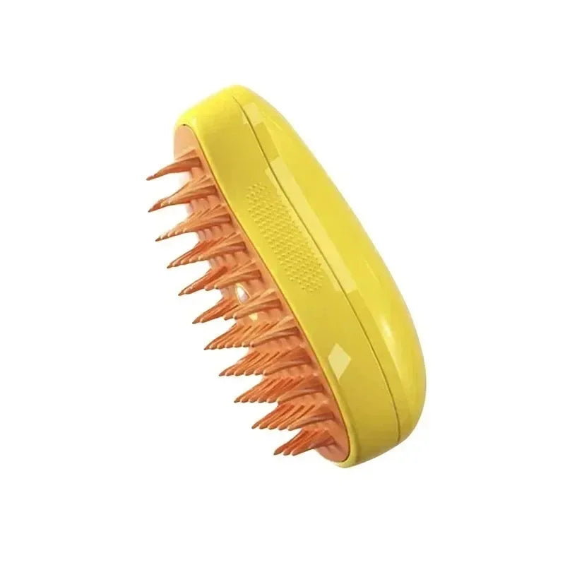 3 in 1 Pet Electric Steam Brush Cat and Dog Cleaning Spray Massage Grooming Comb Retractable Handle Pet Hair Removal BeautyBrush Oasis Select YELLOW