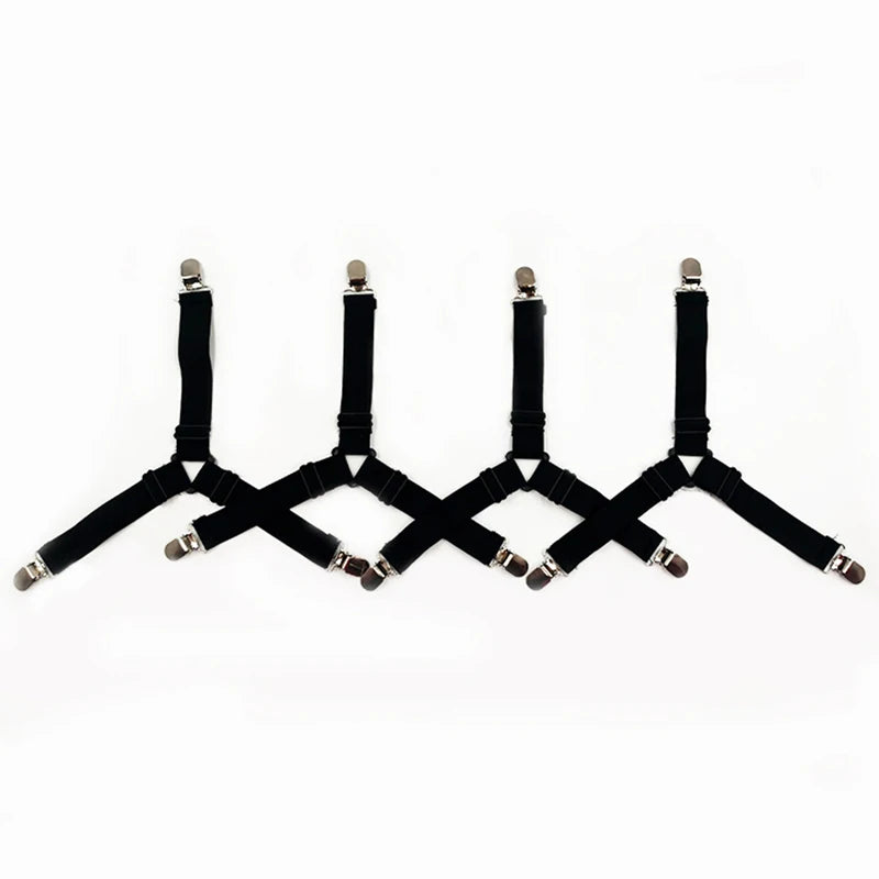4pcs Adjustable Bed Sheet Clips Elastic Straps Fasteners Holder for Mattress Cover Organizer Home Gadgets Oasis Select black