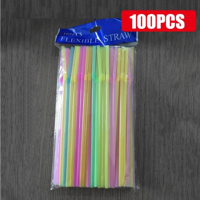 Multicolor Fluorescent Straws Bendable Drinking Straws Beverage Kunststof Straws Wedding Decor Kitchen Beverage Party Supplies Oasis Select color1