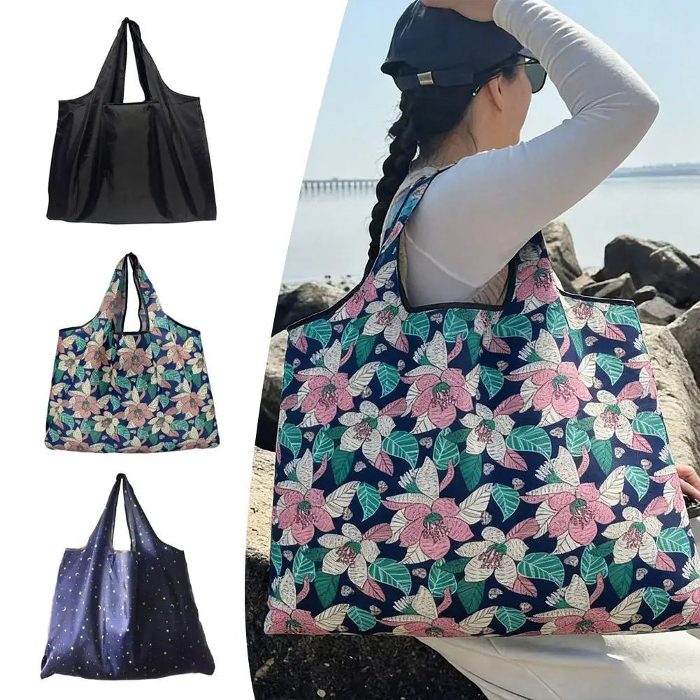 Foldable Reusable Shopping Tote Bag – Large Eco-Friendly
