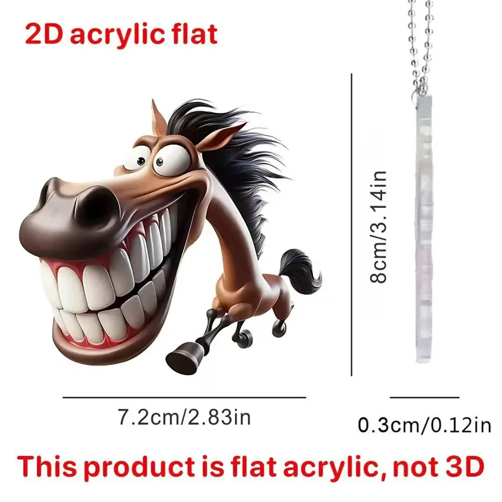 Big Mouth Horse Acrylic Keychain – Cute Car Pendant Charm