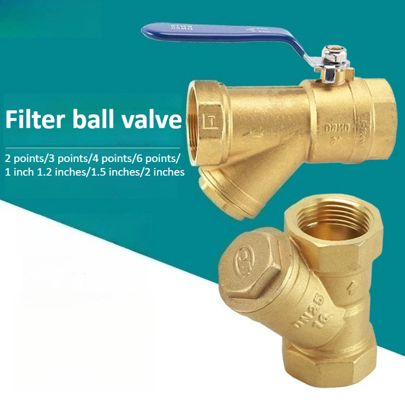Brass Y-shaped Thickened Filter 2/3/4/6 Points DN8 10 15 20 25 32 40 50 BSP Internal Thread, Used for Water Filter Ball Valve Oasis Select