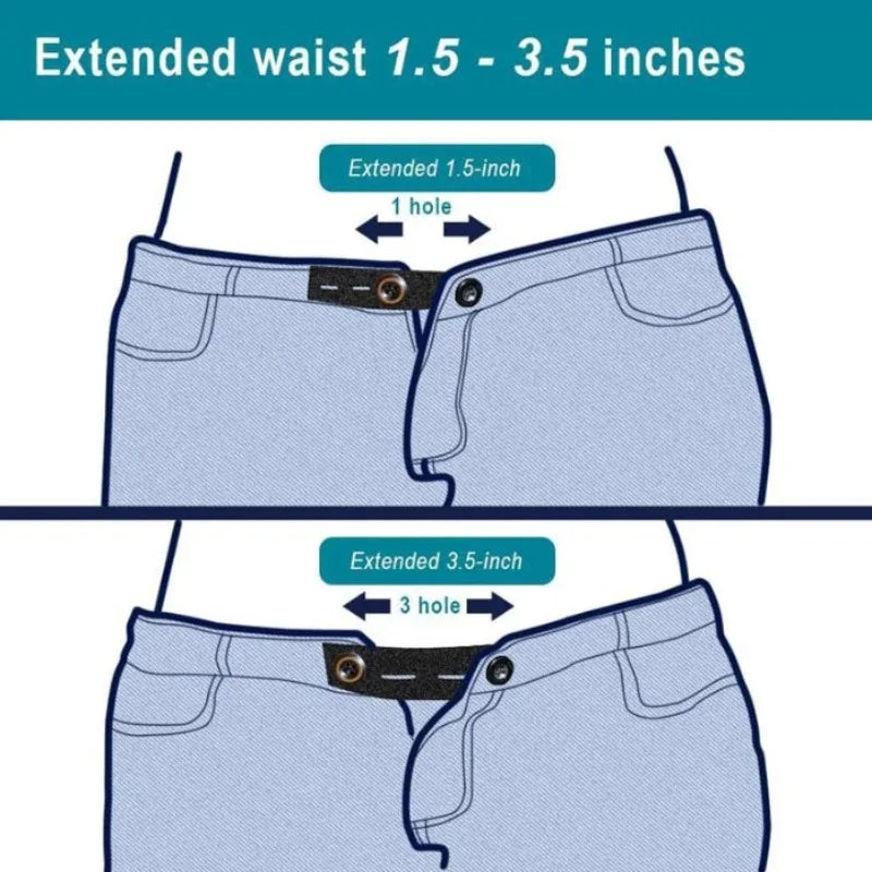 Black Waistband Extender Buckle – Elastic Adjustable Pant Button Waistband Extender Oasis Select
